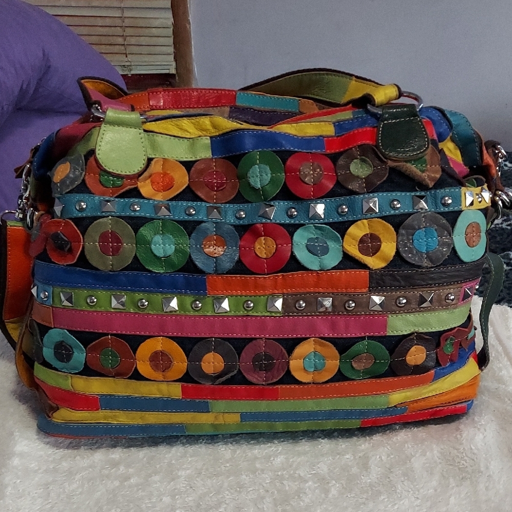 Multicolor Patchwork Shoulder Bag - image 2